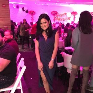 Navy suede midi dress